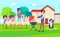 Picnic Family Relaxing House Vector Illustration