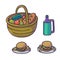 Picnic food set. Flat cartoon outdoor meal.