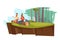 Picnic in forest flat vector illustration