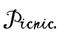 Picnic. Hand written word on white background