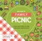 Picnic Invitation Placard Banner Card with Thin Line Icon. Vector