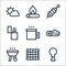 Picnic line icons. linear set. quality vector line set such as chicken leg, blanket, grill, wood, cup, lighter, skewer, fire