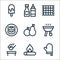 picnic line icons. linear set. quality vector line set such as cooking, fire, trash bin, grill, fruit, sausages, blanket,
