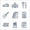 Picnic line icons. linear set. quality vector line set such as ketchup, matches, cabin, cherry, sandwich, guitar, knife