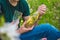 Picnic in nature, dandelion wine