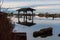 A picnic shelter stands in flood water after storm, Joseph Whidbey State Park, Washington