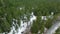 Picnic in the snowcovered forest aerial view of the mountain landscape