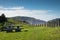 Picnic table and fence at hilltop scenic lookout, Makorori Headland, near Gisborne East Coast, North Island, New Zealand