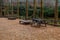 Picnic tables in public wilderness park