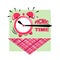 PICNIC TIME. Alarm clock. Picnic at the park. Bbq time. Vector illustration