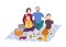 Picnic, vector illustration. Family with children together, outdoor relax. people recreation scene in flat style.
