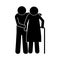 Pictogram elderly couple with walking stick