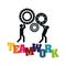 Pictogram gears teamwork support design