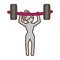 Pictogram girl weight lifting barbell fitness sport