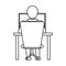 Pictogram guy back working laptop chair desk