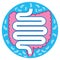 Pictogram icon representing bowel immunity, probiotic protection. Ideal for medical and educational