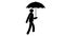 Pictogram man goes with an open umbrella.