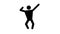 Pictogram man joyful gesture hands up. Loop animation with included alpha channel.