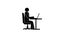 Pictogram man with laptop communicates in messenger