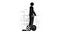 Pictogram man riding a Segway on the urban landscape background