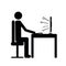 Pictogram of a man sitting behind a computer icon working man