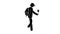 Pictogram man with small backpack orienting himself to the GPS navigator