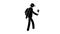 Pictogram man with small backpack orienting himself to the GPS navigator