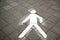 Pictogram painted on paving stones to draw attention