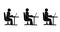 Pictogram people sitting at the table with a laptop chat earns money