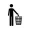 Pictogram person throwing trash in basket