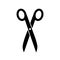 Pictogram scissors. Scissor icon. Silhouette black scissors isolated on white background. Symbol barber. Simple open scissor for d