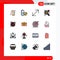 Pictogram Set of 16 Simple Flat Color Filled Lines of briefcase, fashion, corner, dressmaker, information analysis
