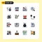 Pictogram Set of 16 Simple Flat Color Filled Lines of connection, money, food, marketing, duty