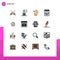 Pictogram Set of 16 Simple Flat Color Filled Lines of page, file, brian, card, washing