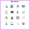 Pictogram Set of 16 Simple Flat Colors of checklist, study, building, internet, drawing