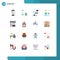 Pictogram Set of 16 Simple Flat Colors of interface, glass, space, wine, alcohol