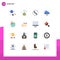 Pictogram Set of 16 Simple Flat Colors of pin, globe, call, location, control