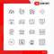 Pictogram Set of 16 Simple Outlines of calendar, up, strategy, arrow, love