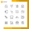 Pictogram Set of 16 Simple Outlines of develop, app, notification, interior, mirror