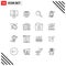 Pictogram Set of 16 Simple Outlines of fire, watch, find, smart watch, love