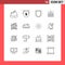 Pictogram Set of 16 Simple Outlines of resources, management, protection, leadership, business