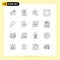 Pictogram Set of 16 Simple Outlines of right, arrow, candy, notification, activity