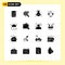 Pictogram Set of 16 Simple Solid Glyphs of autumn, happy, world, eight march, dangerous