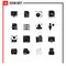 Pictogram Set of 16 Simple Solid Glyphs of business, document, people, deal, agreement