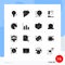 Pictogram Set of 16 Simple Solid Glyphs of education, color, shopping, back to school, plastic