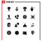 Pictogram Set of 16 Simple Solid Glyphs of land, hills, price, body, education