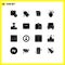Pictogram Set of 16 Simple Solid Glyphs of mouse, computer, sale, terrorism, opponent