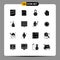 Pictogram Set of 16 Simple Solid Glyphs of shower bottle, awareness, data, ribbon, stop