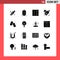 Pictogram Set of 16 Simple Solid Glyphs of slippers, flip flops, grid, promotion, target