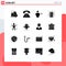Pictogram Set of 16 Simple Solid Glyphs of tea, cup, conversation, coffee, human